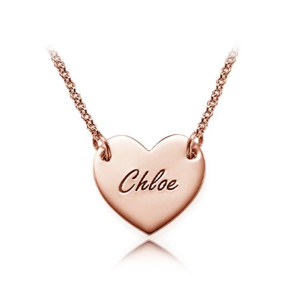 Personalized 18k Gold Plated Engraved Heart Necklace